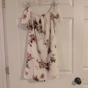 Floral off shoulder shift dress